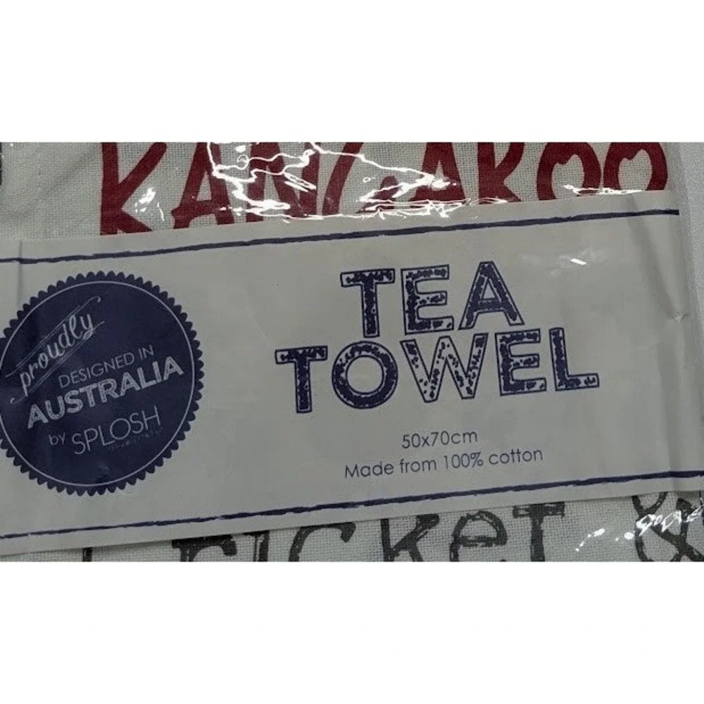Tea Towel Splosh White Love Australia Cotton Typography Kitchen LA001